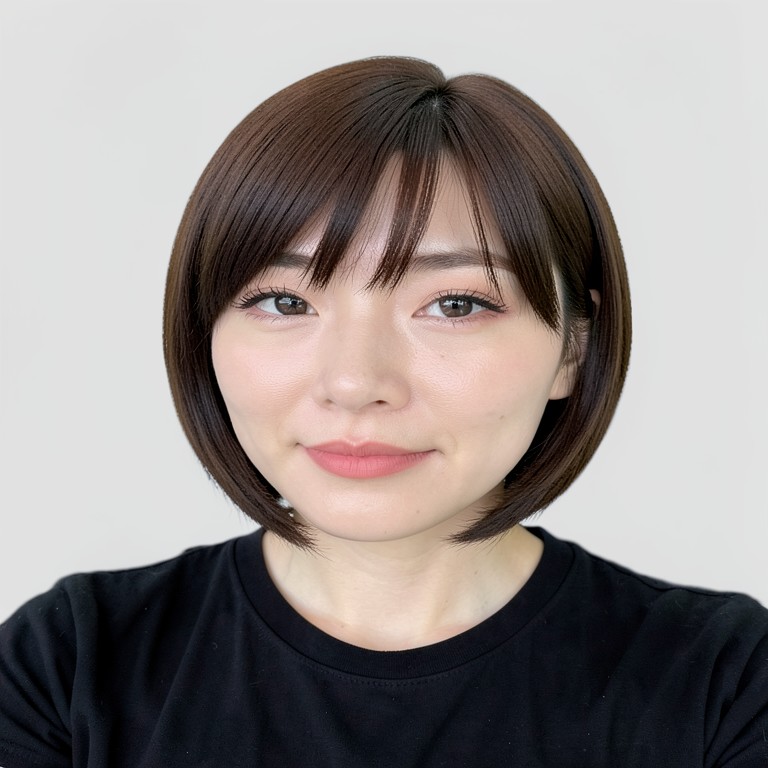 Blunt bob + curtain bangs