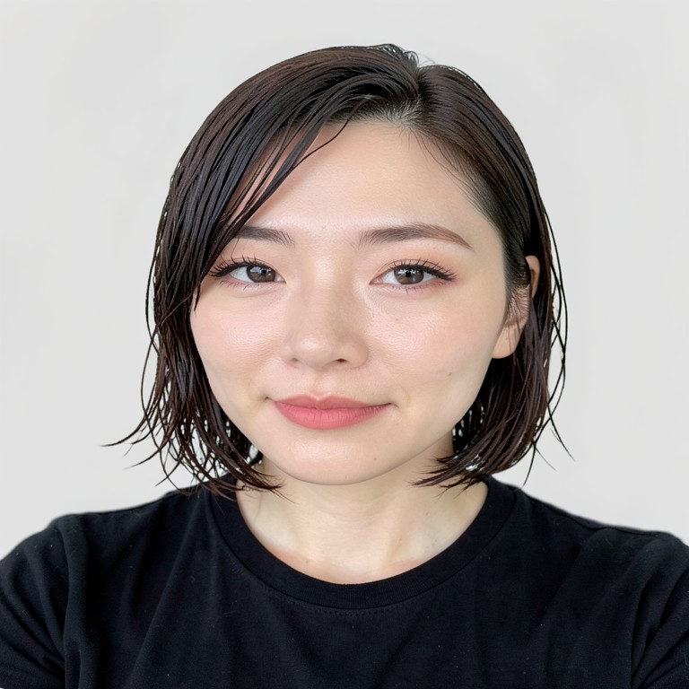 Slicked-back bob