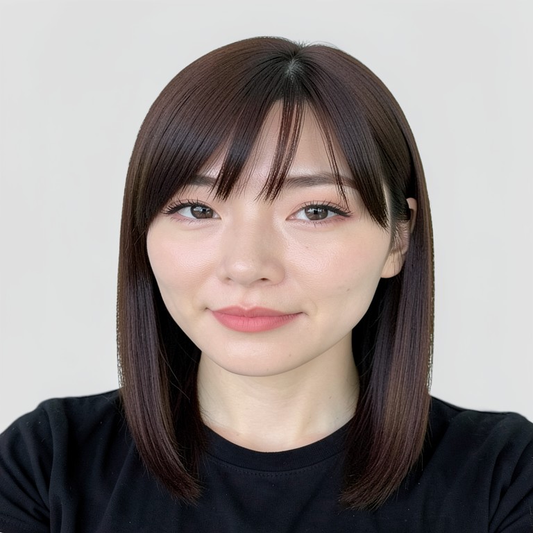 Long straight + curtain bangs