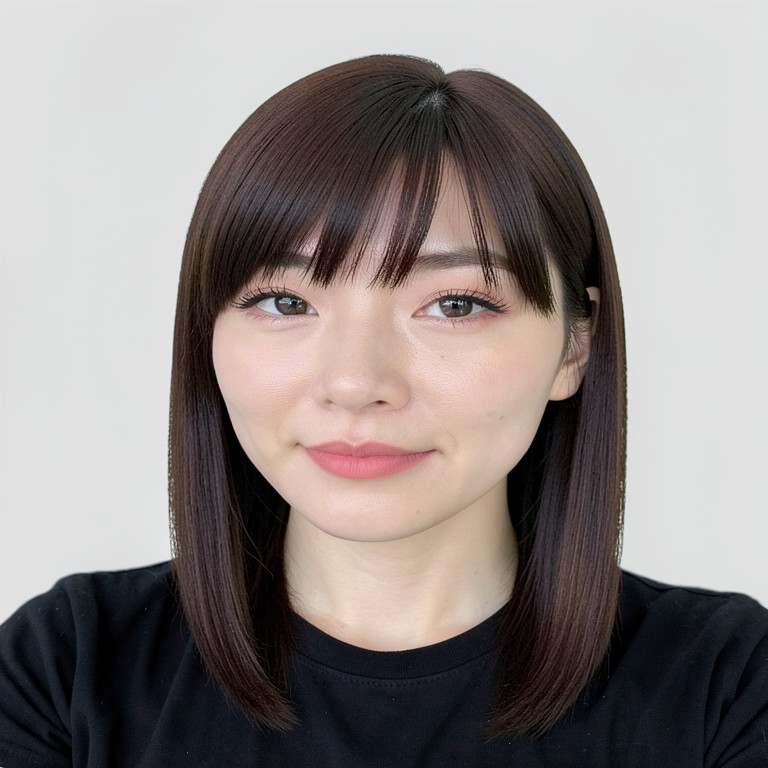 Long straight + full bangs