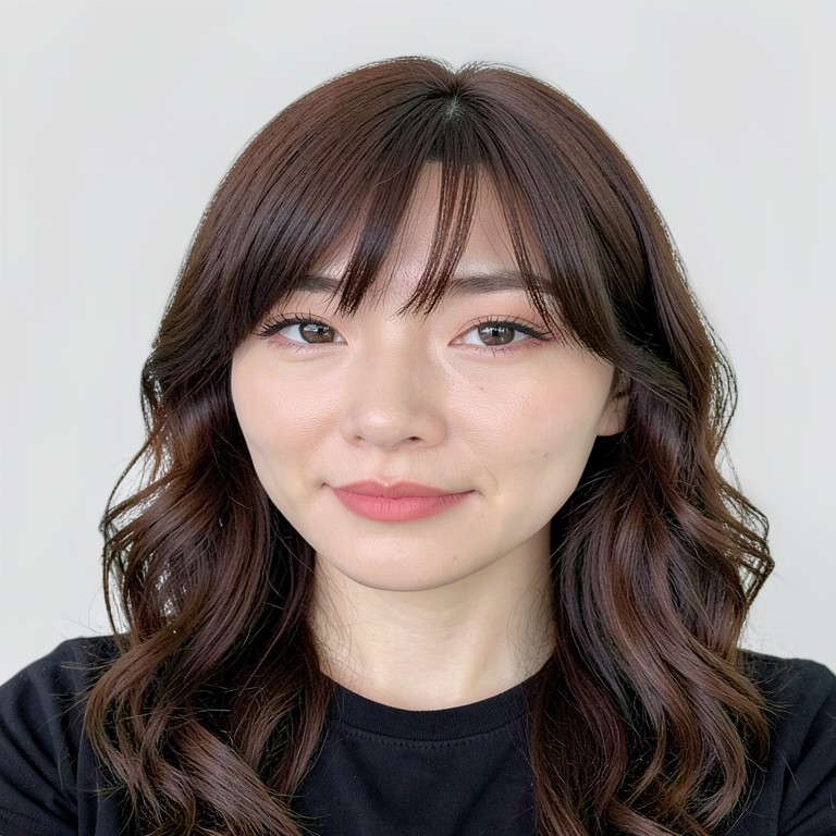 Long wavy + curtain bangs