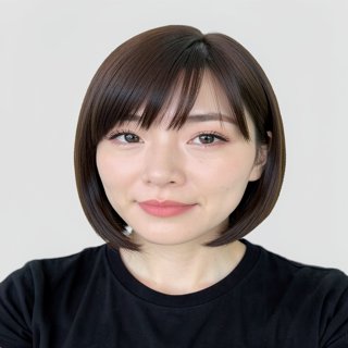 chin-length bob / sleek straight / full bangs
