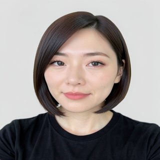 chin-length bob / sleek straight / no bangs