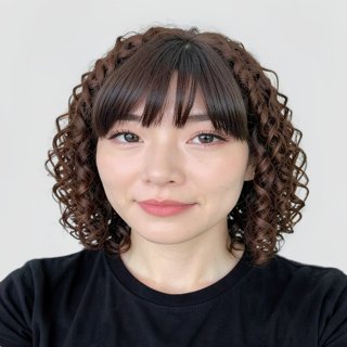 shoulder-length / spiral curls / full bangs