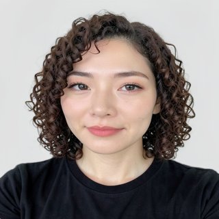 shoulder-length / spiral curls / no bangs