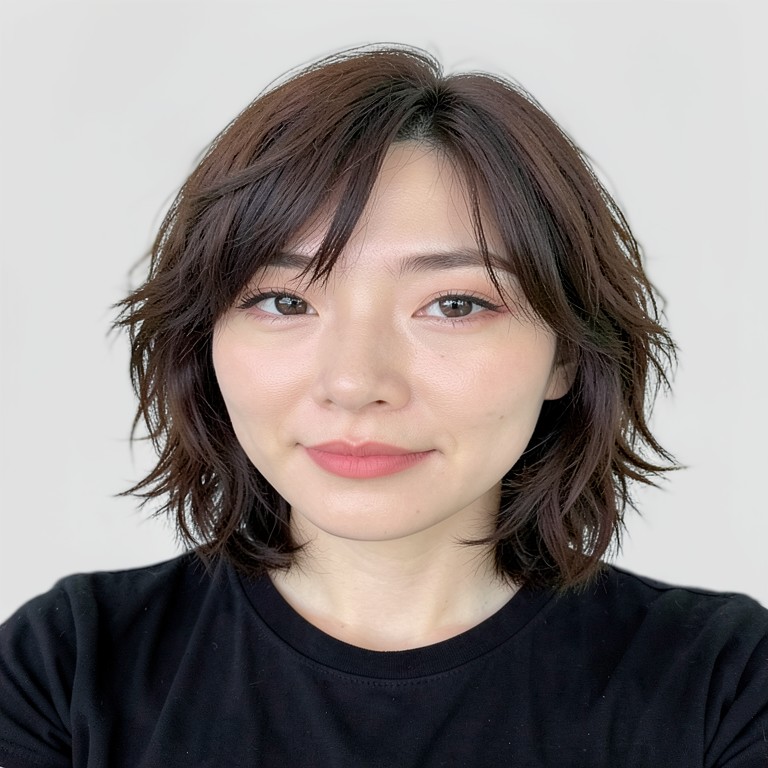 chest-length / airy layers / no bangs