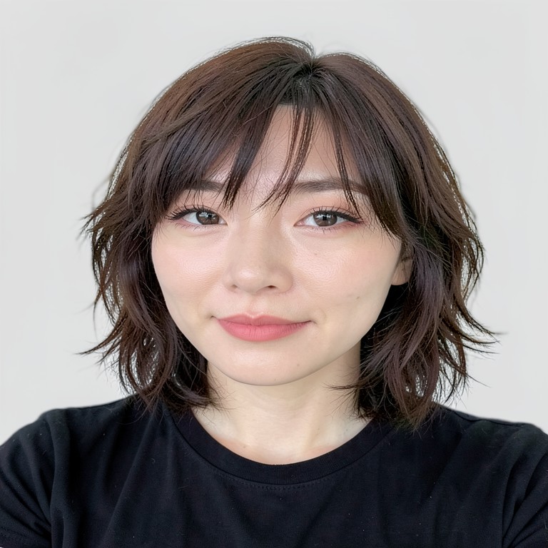 chest-length / airy layers / see-through bangs