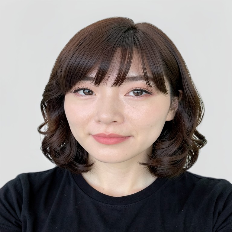 chest-length / inner C-curl / full bangs