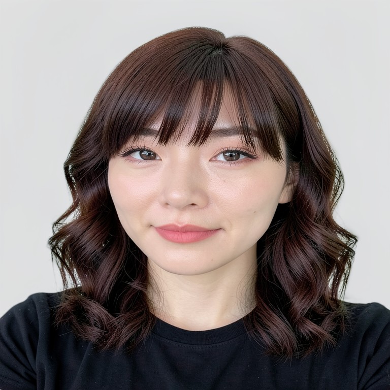 chest-length / glam waves / full bangs