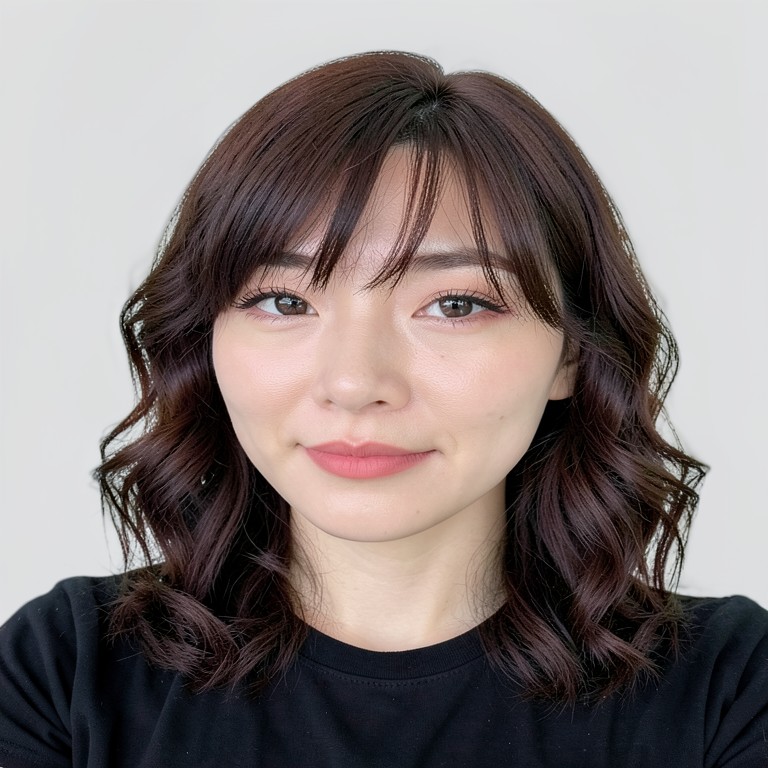 chest-length / glam waves / see-through bangs