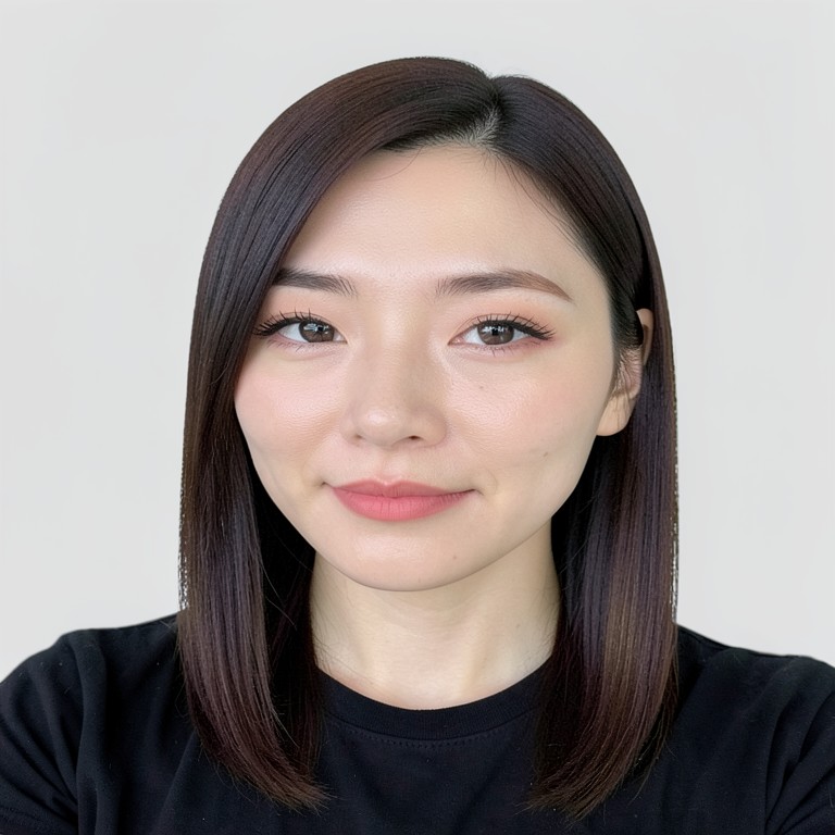 chest-length / sleek straight / no bangs