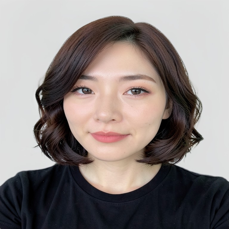 chin-length bob / glam waves / no bangs