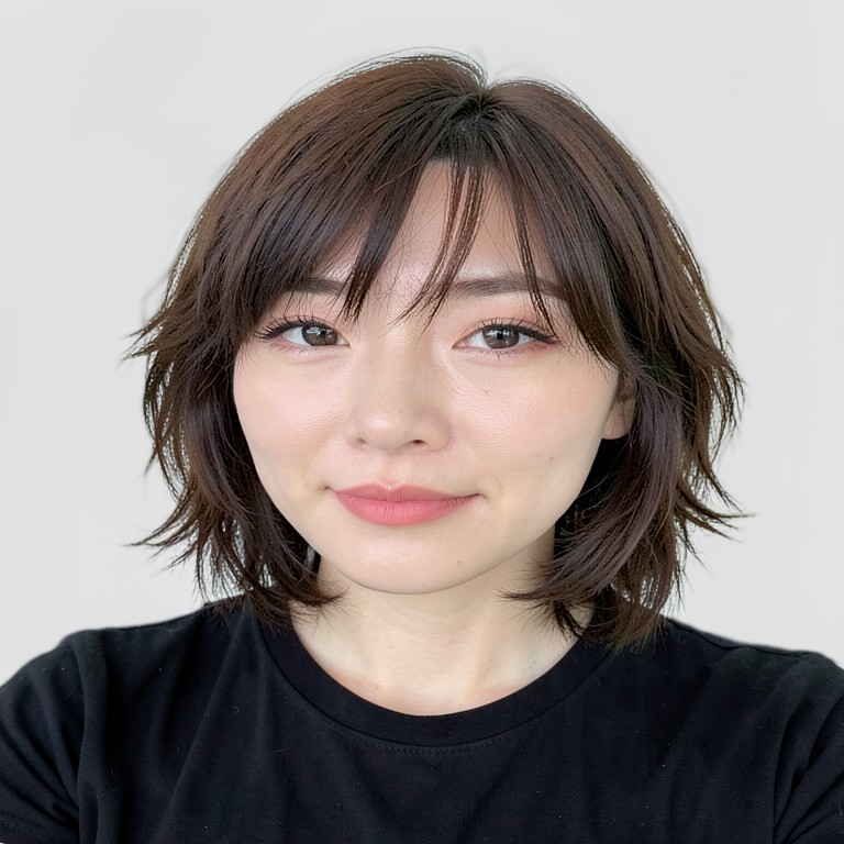shoulder-length / airy layers / see-through bangs