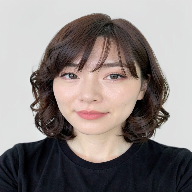 shoulder-length / inner C-curl / see-through bangs
