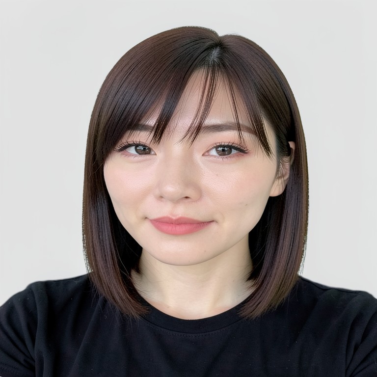 shoulder-length / sleek straight / see-through bangs