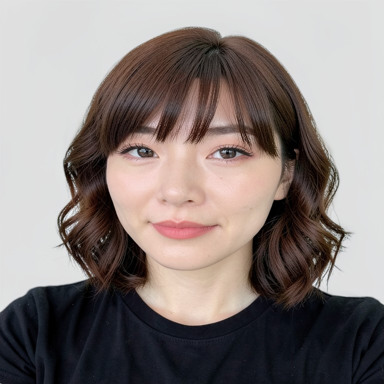 shoulder-length / soft S-waves / full bangs
