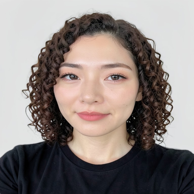 waist-length / spiral curls / no bangs