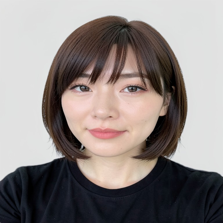 Medium layered + curtain bangs