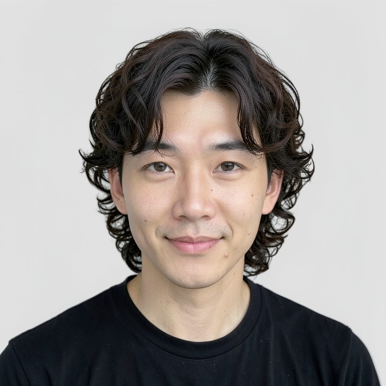 semi-long / curl perm / fringe down