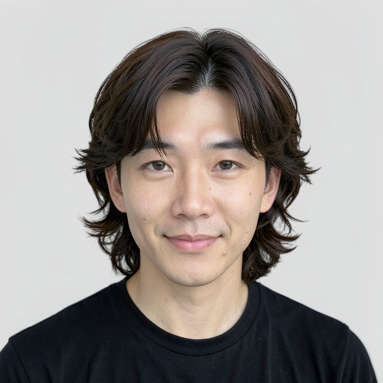 semi-long / wave perm / fringe down