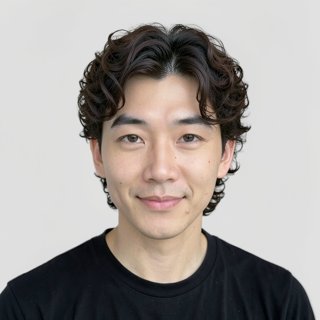 medium / curl perm / middle part